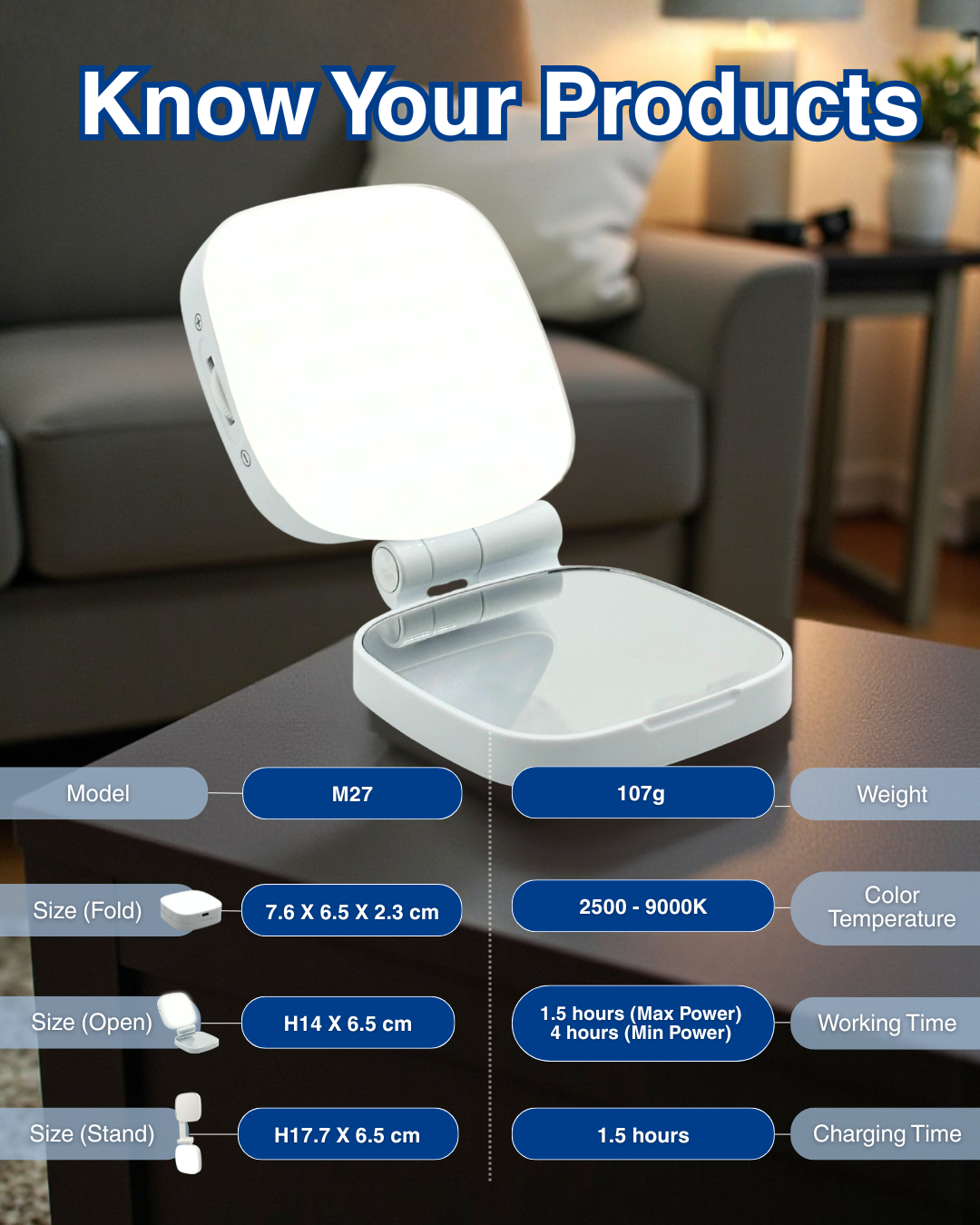Magnetic Selfie Light With Mirror