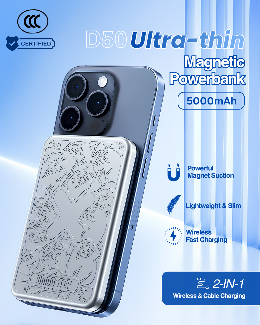 D50 Ultra-Thin Magnetic 5,000mAh Powerbank