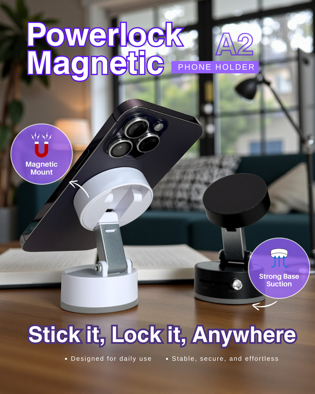 A2 Super Strong Vacuum Magnetic Phone Holder