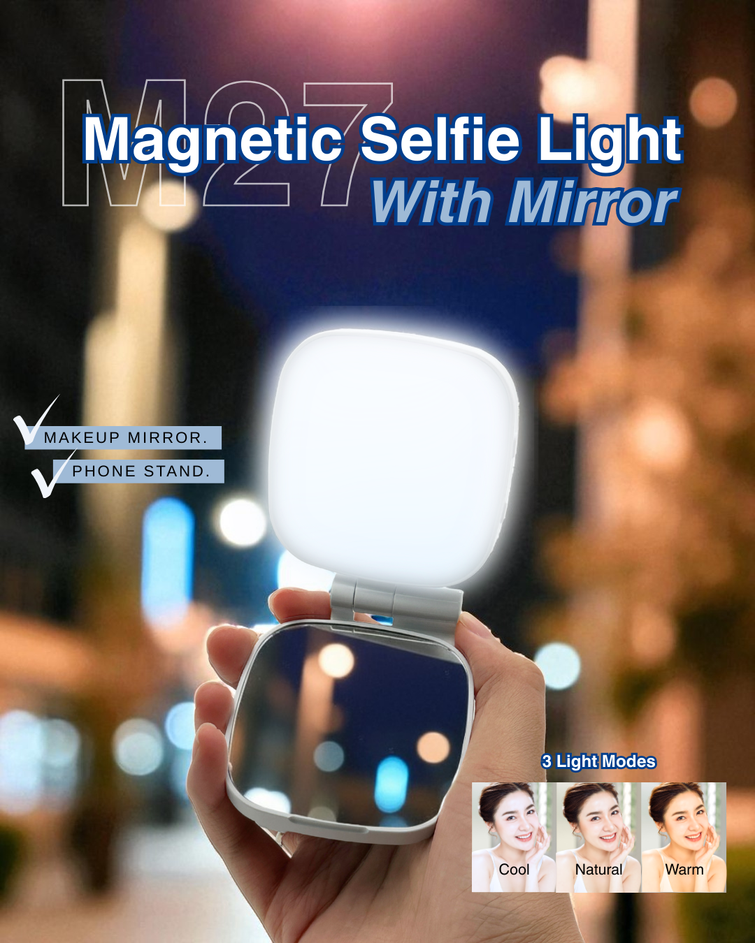 Magnetic Selfie Light With Mirror