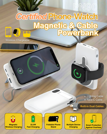 PN90 Certified Phone P-Watch Magnetic & Cable Powerbank (10000 mAH)
