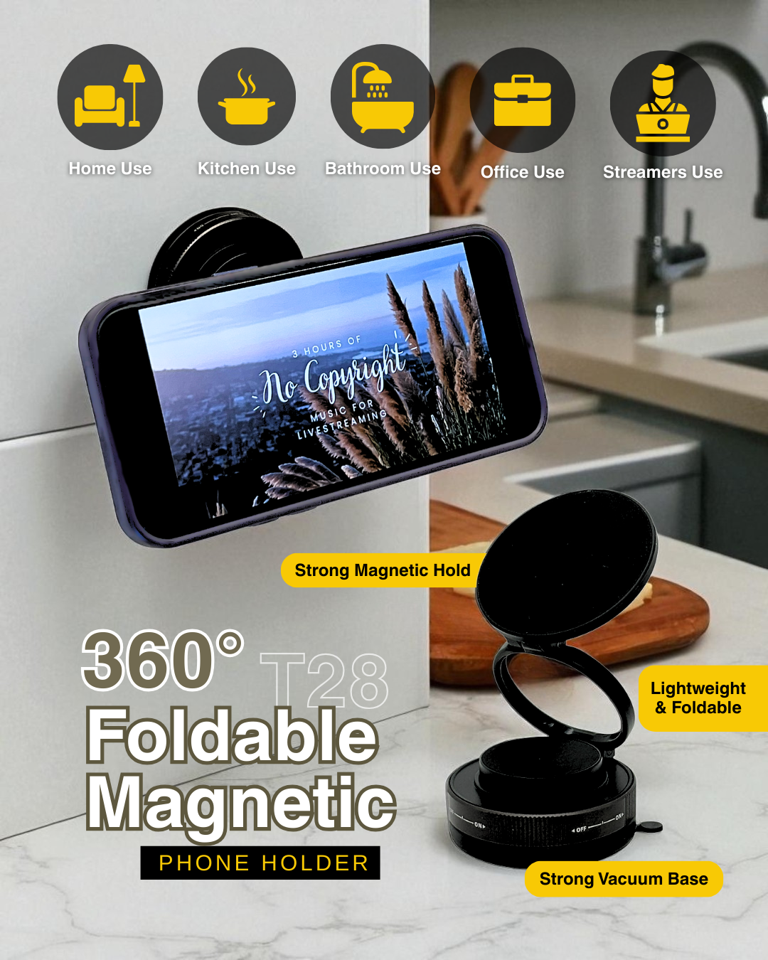 T28 360° Foldable Magnetic Phone Holder