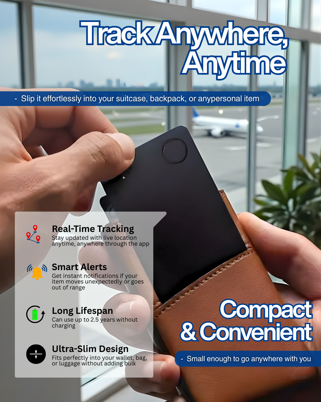 (Bundle) omy Tag Ultra-Slim GPS Tracking Card (IOS & Android)