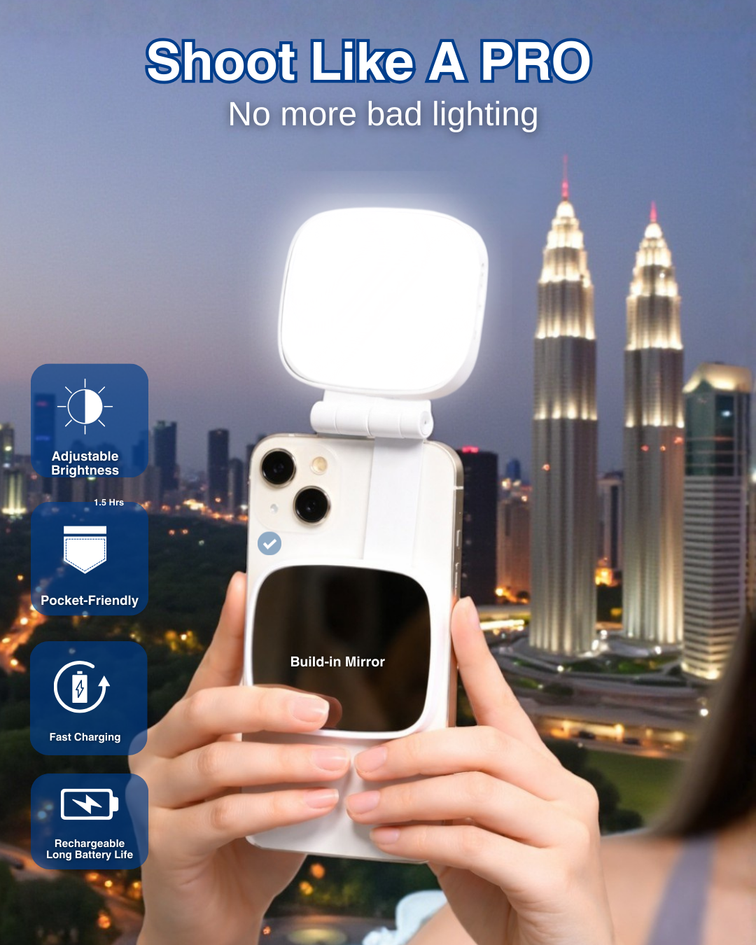 Magnetic Selfie Light With Mirror