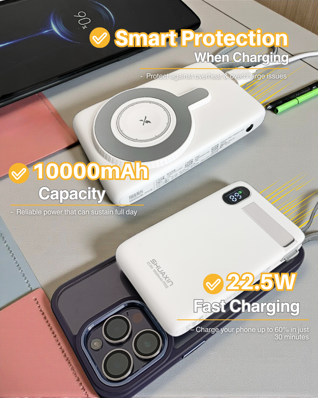 PN90 Certified Phone P-Watch Magnetic & Cable Powerbank (10000 mAH)