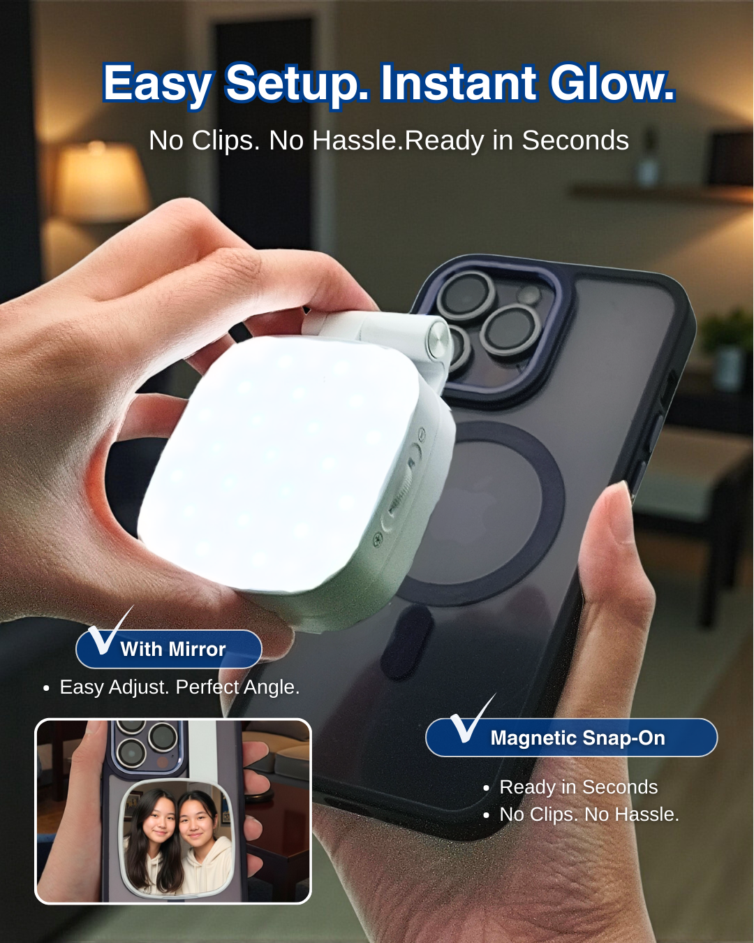 Magnetic Selfie Light With Mirror