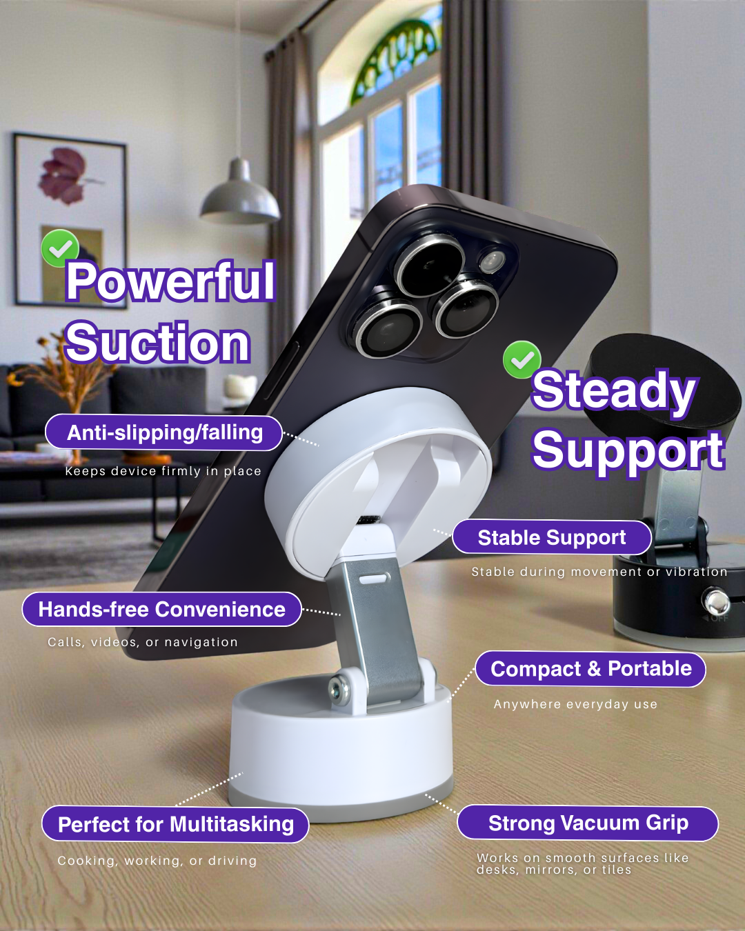 A2 Super Strong Vacuum Magnetic Phone Holder