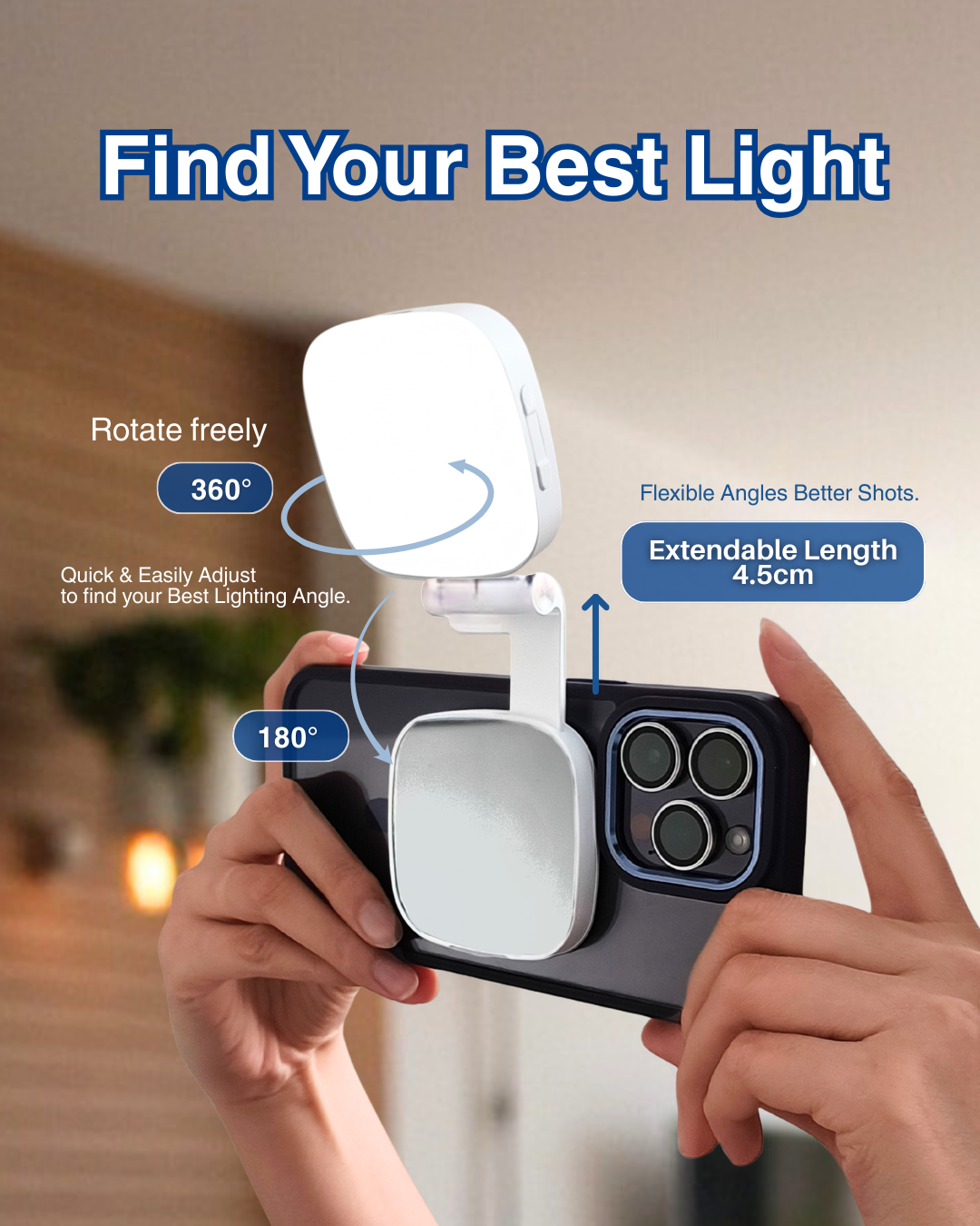 Magnetic Selfie Light With Mirror
