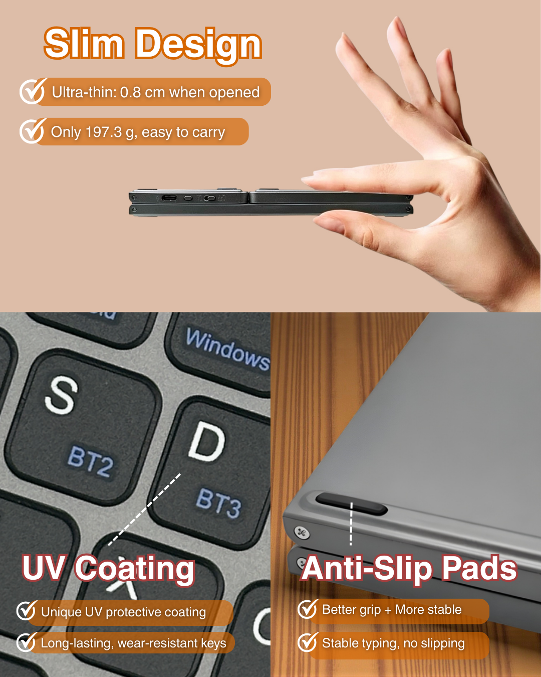 B033 Foldable Keyboard + Touchpad (IOS & Android)