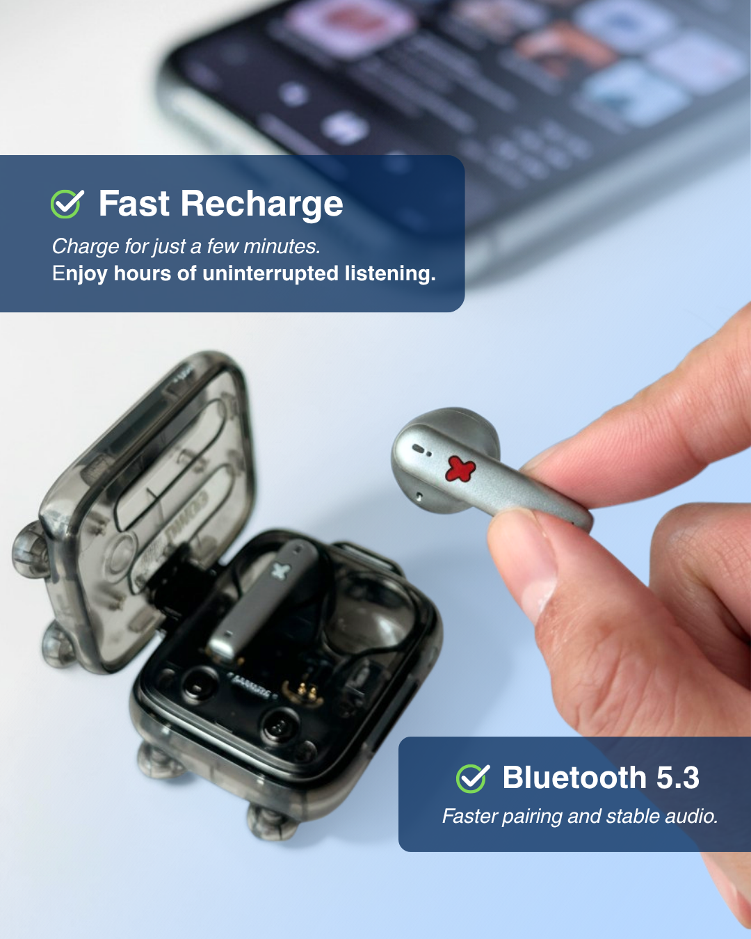 D03 CARRYON Noise Cancelling & Wireless Earbuds