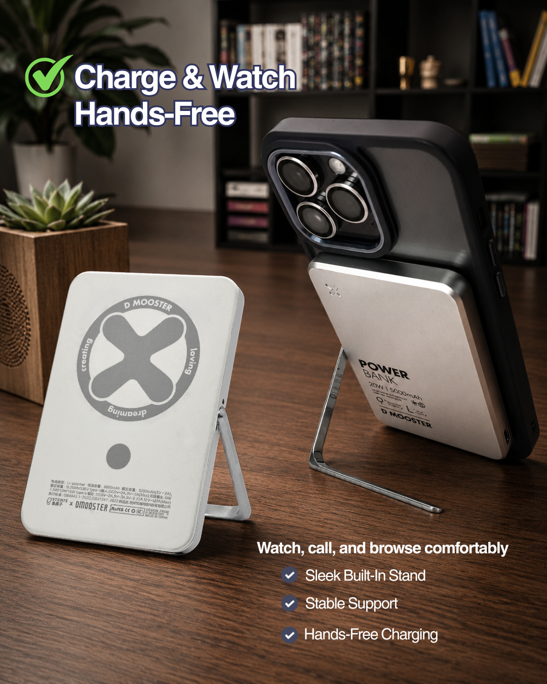 D50 Pro UltraThin Phonestand 5,000mAh Powerbank