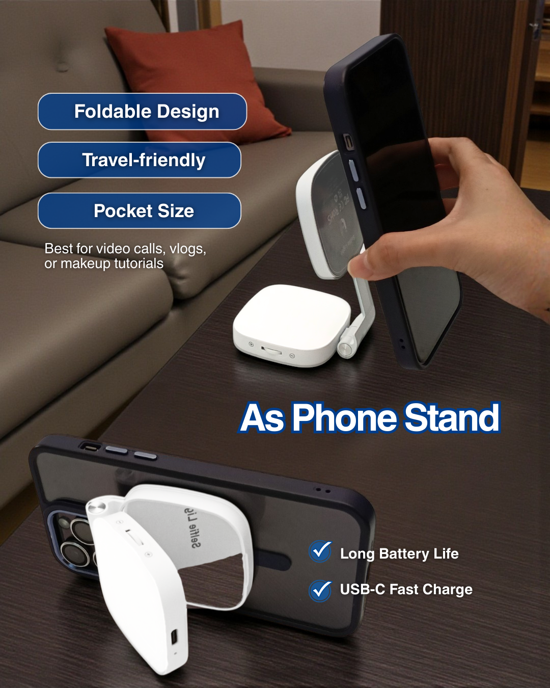 Magnetic Selfie Light With Mirror