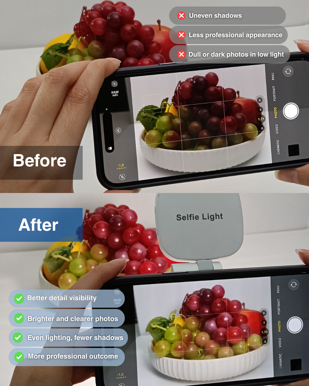Magnetic Selfie Light With Mirror