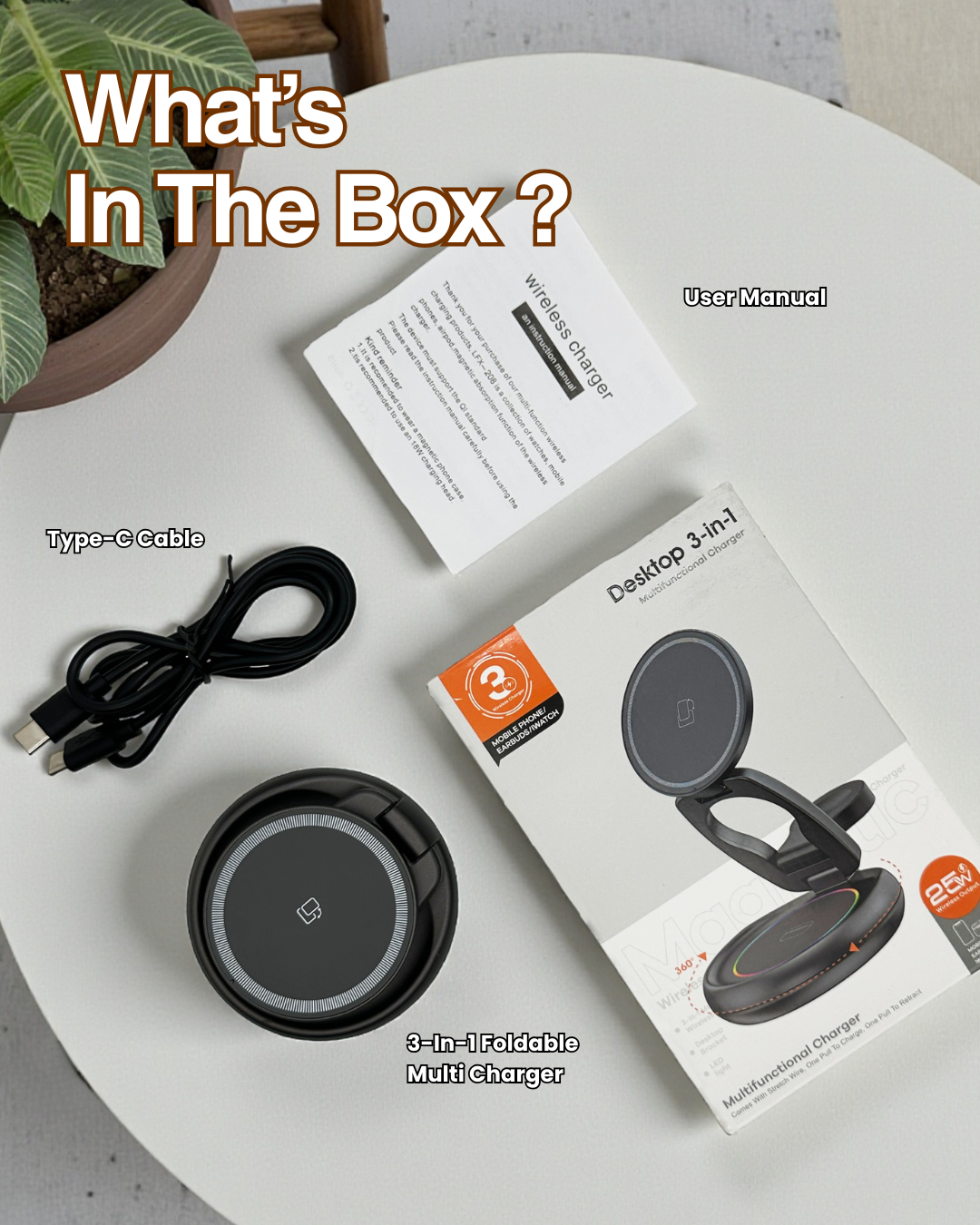 Desktop 3 in 1 Foldable Multi Charger