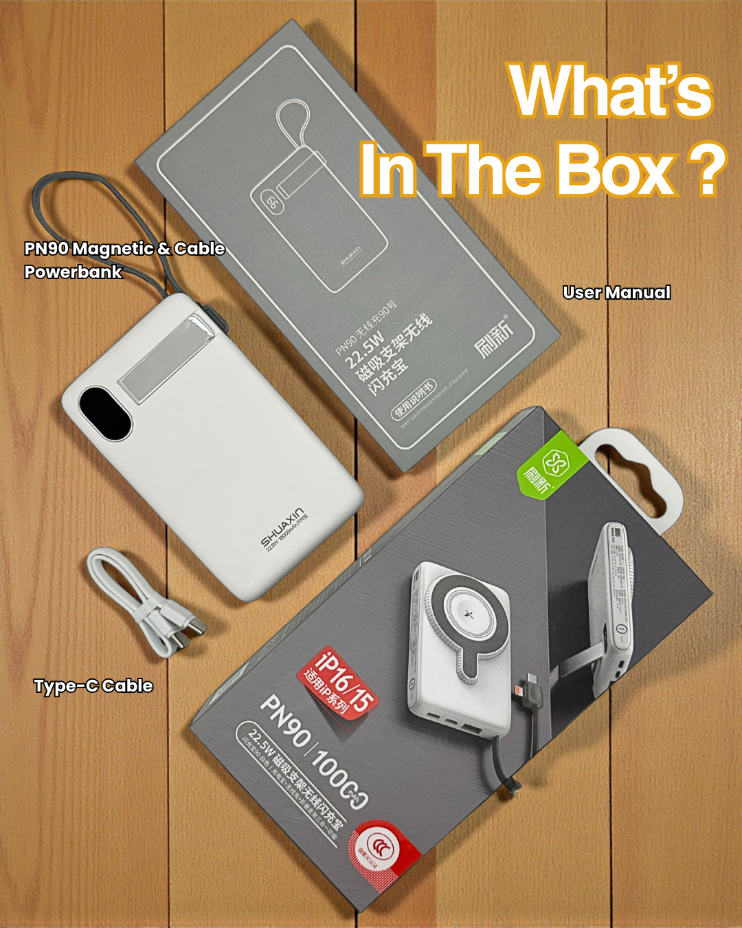 PN90 Certified Phone P-Watch Magnetic & Cable Powerbank (10000 mAH)