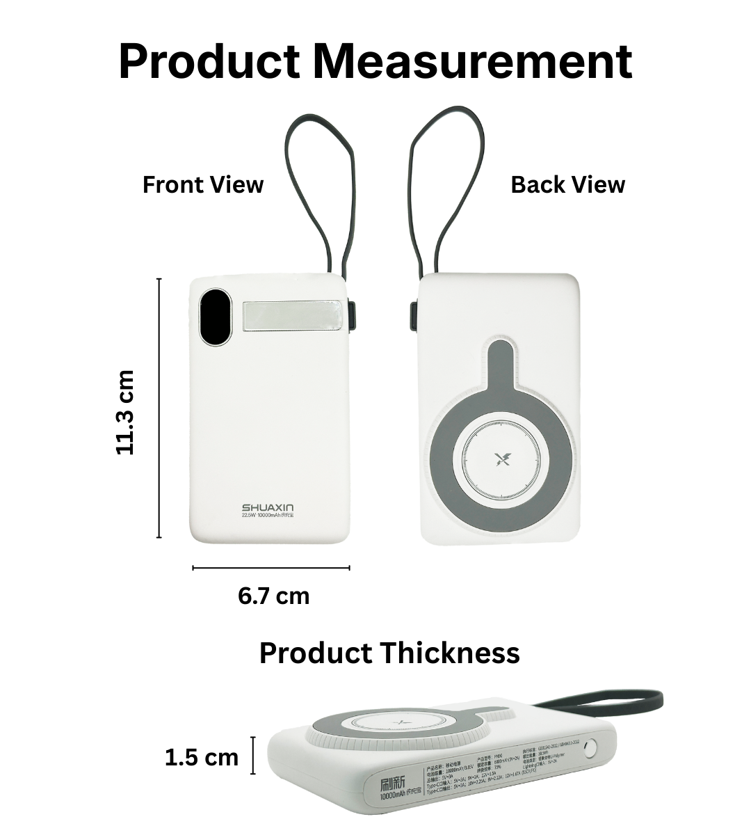 PN90 Certified Phone P-Watch Magnetic & Cable Powerbank (10000 mAH)
